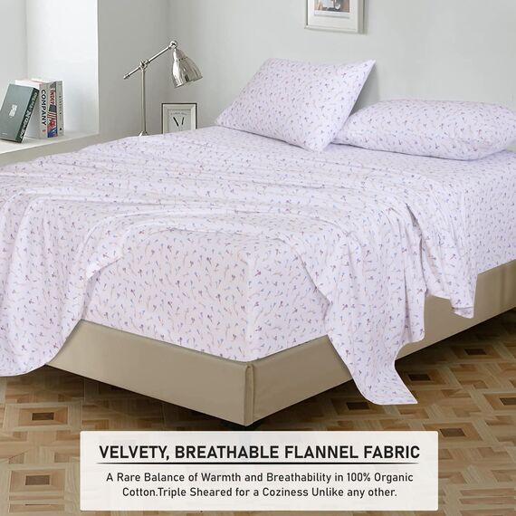 RUVANTI Flanell-Bettlaken-Sets für Queen-Size-Betten – 100% Baumwolle, gebürstetes Flanell-Bettwäsche-Set – Tiefe Taschen 40,6 cm (passend für bis zu 45,7 cm) – alle Jahreszeiten atmungsaktiv und