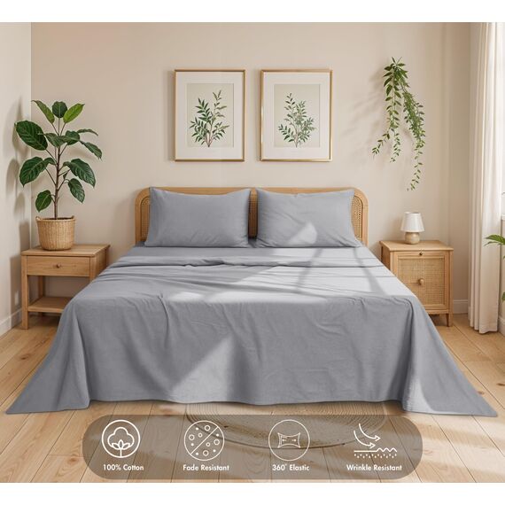 RUVANTI Flanell-Bettlaken-Sets für Queen-Size-Betten – 100% Baumwolle, gebürstetes Flanell-Bettwäsche-Set – Tiefe Taschen 40,6 cm (passend für bis zu 45,7 cm) – alle Jahreszeiten atmungsaktiv und