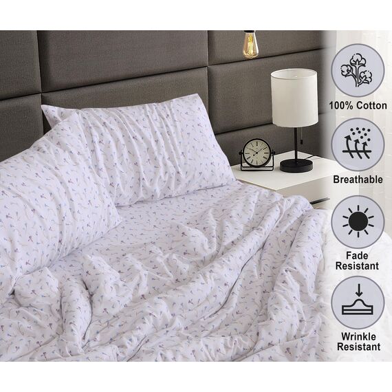RUVANTI Flanell-Bettlaken-Sets für Queen-Size-Betten – 100% Baumwolle, gebürstetes Flanell-Bettwäsche-Set – Tiefe Taschen 40,6 cm (passend für bis zu 45,7 cm) – alle Jahreszeiten atmungsaktiv und