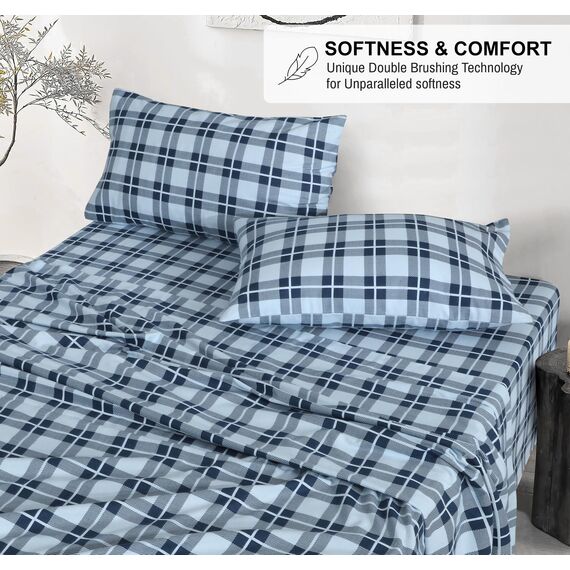 RUVANTI Flanell-Bettlaken, Queen-Size-Größe, 100% Baumwolle, doppelt gebürstet, Tiefe Taschen, 40,6 cm, Queen-Size-Bettlaken-Set, für alle Jahreszeiten, atmungsaktiv und extra weich, warm und