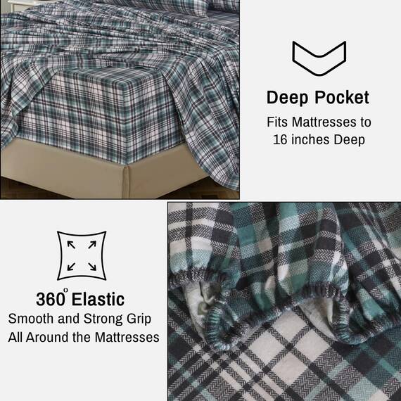 RUVANTI Flanell-Bettlaken, Queen-Size-Größe, 100 % Baumwolle, doppelt gebürstet, tiefe Taschen, 40,6 cm, Queen-Size-Bettlaken-Set, für alle Jahreszeiten, atmungsaktiv und extra weich, warm und