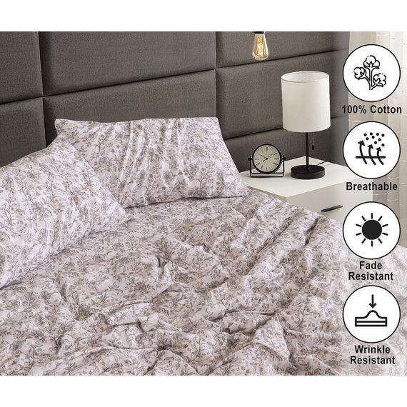 RUVANTI Flanell-Bettlaken-Sets für Queen-Size-Betten – 100 % Baumwolle, gebürstetes Flanell-Bettwäsche-Set – tiefe Taschen 40,6 cm (passend für bis zu 45,7 cm) – alle Jahreszeiten atmungsaktiv und
