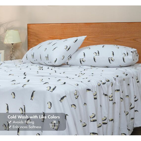 RUVANTI Flanell-Bettlaken für King-Size-Bett, GOTS-Zertifiziert, 100% Bio-Baumwolle, 4-teilig, warm, weich und atmungsaktiv, Tiefe Tasche, eng anliegende Passform, doppelt gebürstet, gemütlich