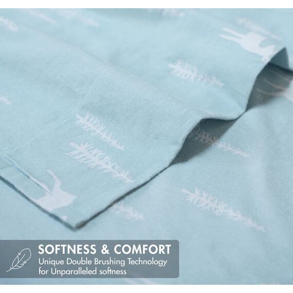 RUVANTI 100% Baumwolle, 4-teiliges Flanell-Bettlaken für King-Size-Bett, Tiefe Tasche, warm, super weich, atmungsaktiv, feuchtigkeitsableitend, Spannbetttuch, 2 Kissenbezüge – Ditsy