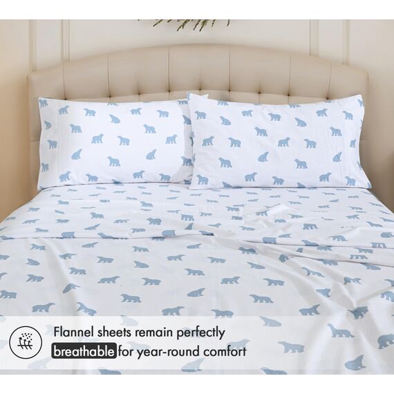 RUVANTI 100 % Baumwolle, 4 Stück Flanell-Bettlaken, volle Größe, tiefe Tasche, warm, super weich, atmungsaktiv, Bett inklusive Spannbetttuch, 2 Kissenbezüge – ganz grau (ZT-FLST-0104)