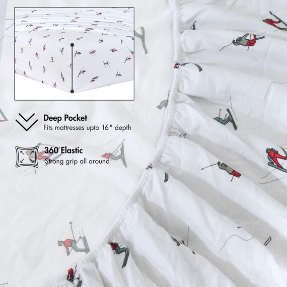 RUVANTI Flurry Friends Flanell-Bettwäsche-Set für King-Size-Betten – 100% gebürstete Baumwolle, Tiefe Taschen, 40,6 cm, atmungsaktiv und extra weich, warm und gemütlich, 4-teilig
