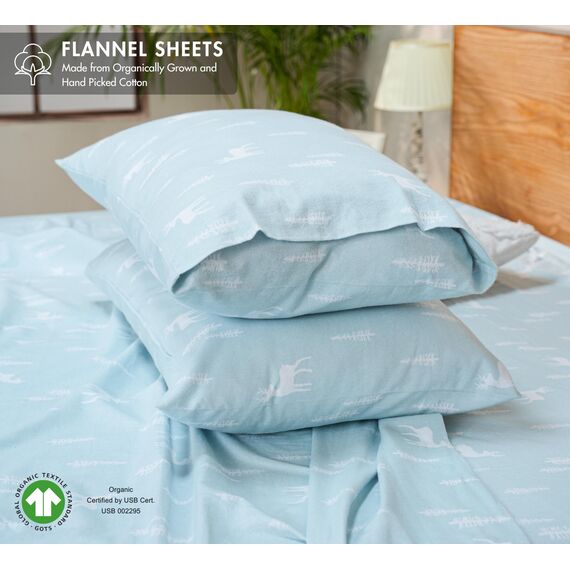 RUVANTI 100% Baumwolle, 4-teiliges Flanell-Bettlaken für King-Size-Bett, Tiefe Tasche, warm, super weich, atmungsaktiv, feuchtigkeitsableitend, Spannbetttuch, 2 Kissenbezüge – Ditsy