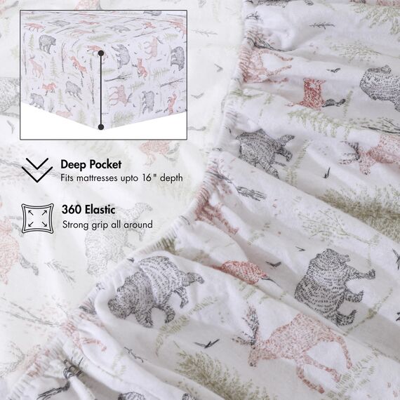 RUVANTI Flanell-Bettlaken-Sets für Doppelbetten – 100% Baumwolle, gebürstetes Flanell-Bettwäsche-Set – Tiefe Taschen 40,6 cm (passend für bis zu 45,7 cm) – alle Jahreszeiten atmungsaktiv und super