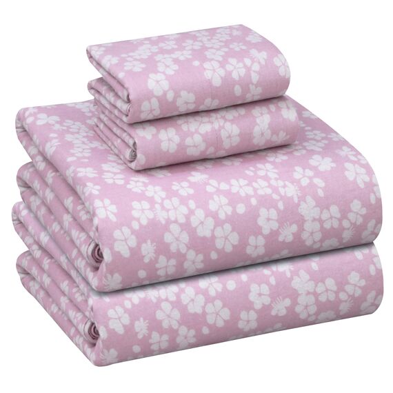 RUVANTI Flanell-Bettwäsche-Set für King-Size-Bett, 100 % Baumwolle, doppelt gebürstet, tiefe Taschen, 40,6 cm, für alle Jahreszeiten, atmungsaktiv und extra weich, warm und gemütlich, 4-teilig, Rosa
