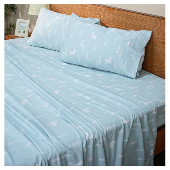 RUVANTI 100% Baumwolle, 4-teiliges Flanell-Bettlaken für King-Size-Bett, Tiefe Tasche, warm, super weich, atmungsaktiv, feuchtigkeitsableitend, Spannbetttuch, 2 Kissenbezüge – Ditsy