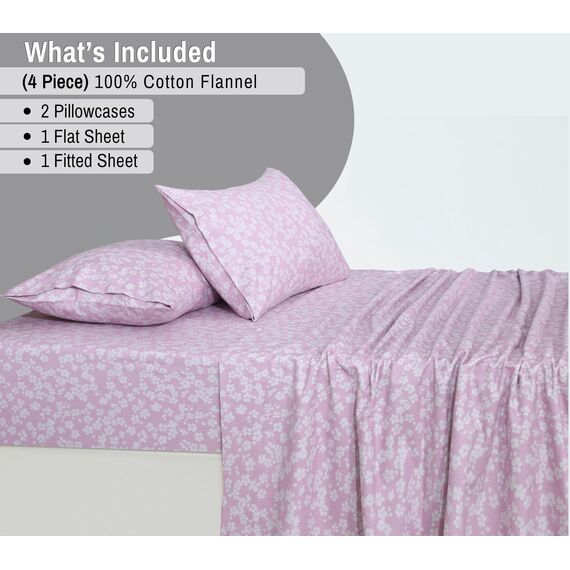 RUVANTI Flanell-Bettwäsche-Set für King-Size-Bett, 100 % Baumwolle, doppelt gebürstet, tiefe Taschen, 40,6 cm, für alle Jahreszeiten, atmungsaktiv und extra weich, warm und gemütlich, 4-teilig, Rosa