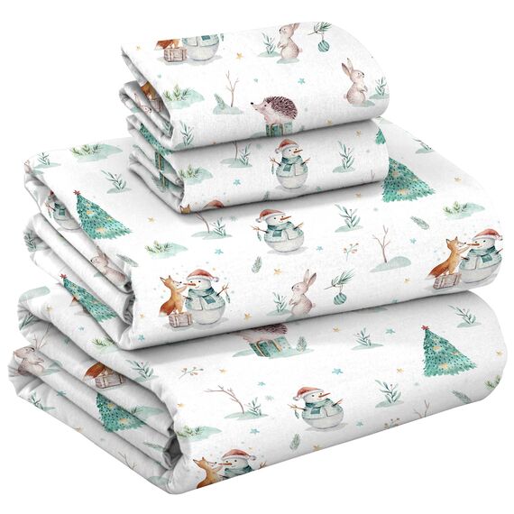 RUVANTI 100% Baumwolle, 4-teiliges Flanell-Bettlaken, King-Size-Bett, Tiefe Tasche, warm, super weich, atmungsaktiv, feuchtigkeitsableitend, Spannbetttuch, 2 Kissenbezüge – Amble