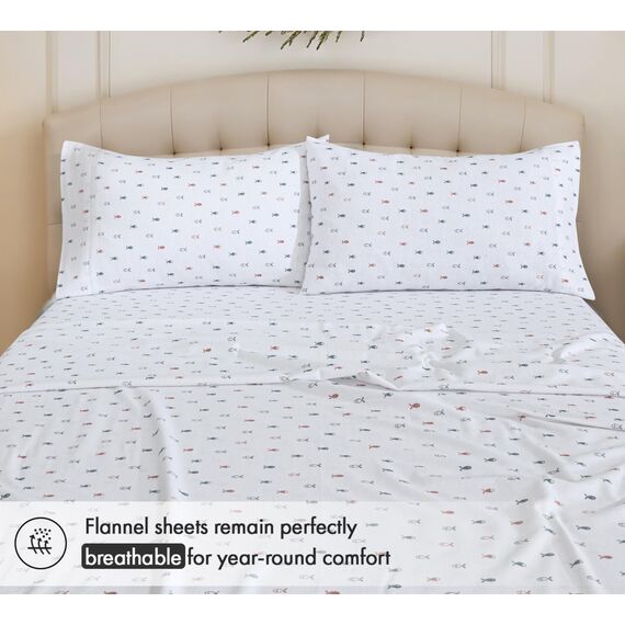 RUVANTI Flanell-Bettlaken-Sets für King-Size-Betten – 100 % Baumwolle, gebürstetes Flanell-Bettwäsche-Set – tiefe Taschen 40,6 cm (passend für bis zu 45,7 cm) – alle Jahreszeiten atmungsaktiv und