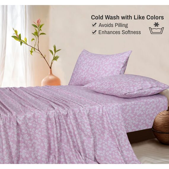 RUVANTI Flanell-Bettwäsche-Set für King-Size-Bett, 100 % Baumwolle, doppelt gebürstet, tiefe Taschen, 40,6 cm, für alle Jahreszeiten, atmungsaktiv und extra weich, warm und gemütlich, 4-teilig, Rosa