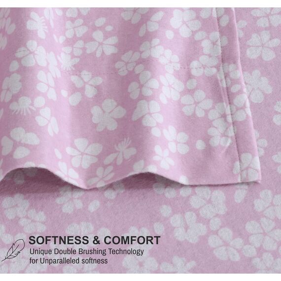 RUVANTI Flanell-Bettwäsche-Set für King-Size-Bett, 100 % Baumwolle, doppelt gebürstet, tiefe Taschen, 40,6 cm, für alle Jahreszeiten, atmungsaktiv und extra weich, warm und gemütlich, 4-teilig, Rosa