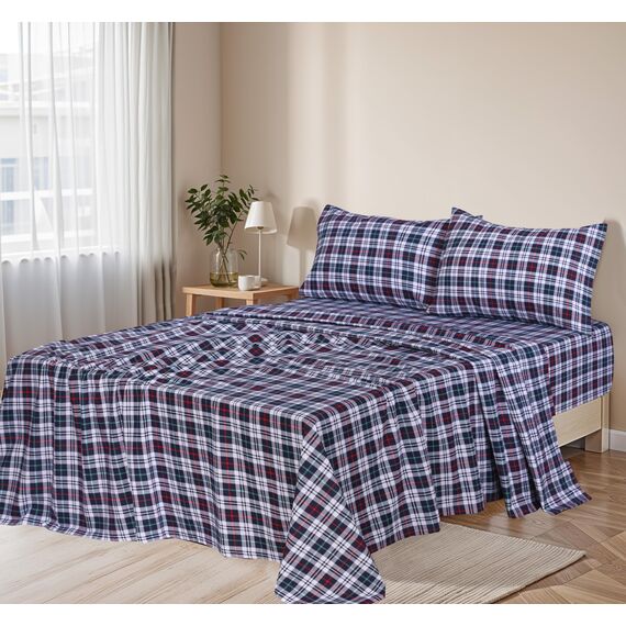 RUVANTI Flanell-Bettwäsche-Set für King-Size-Bett, 100 % Baumwolle, doppelt gebürstet, tiefe Taschen, 40,6 cm, für alle Jahreszeiten, atmungsaktiv und extra weich, warm und gemütlich, 4-teilig, Noel