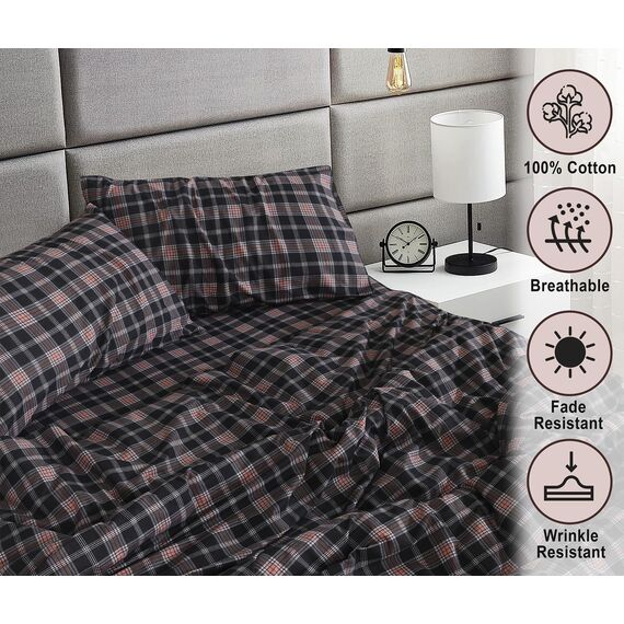 RUVANTI Flanell-Bettlaken-Sets für King-Size-Betten – 100 % gebürstete Baumwolle – tiefe Taschen 40,6 cm (passend bis zu 45,7 cm) – alle Jahreszeiten atmungsaktiv und super weich – warm und gemütlich