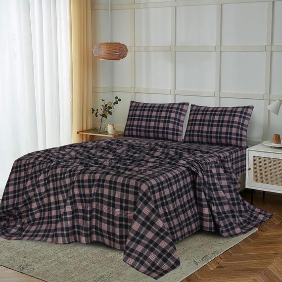 RUVANTI Flanell-Betttücher Vollgröße - 100% Baumwolle gebürstete Bettlaken-Sets - Tiefe Taschen 40,6 cm (passend für bis zu 45,7 cm) - Alle Jahreszeiten atmungsaktiv & superweich - Warm & gemütlich