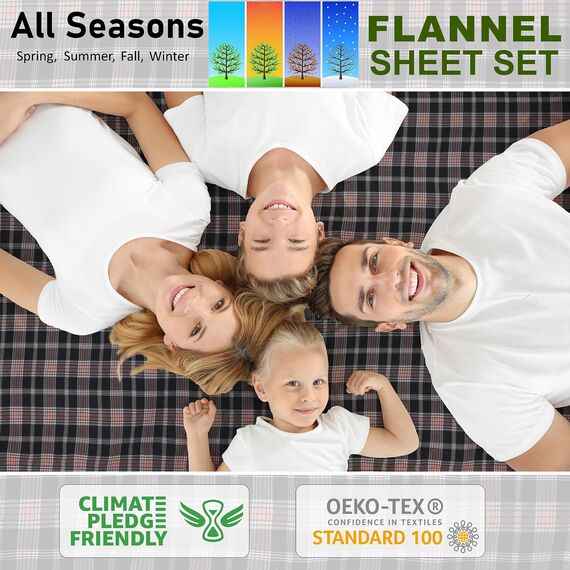 RUVANTI Flanell-Bettlaken-Sets für King-Size-Betten – 100 % gebürstete Baumwolle – tiefe Taschen 40,6 cm (passend bis zu 45,7 cm) – alle Jahreszeiten atmungsaktiv und super weich – warm und gemütlich