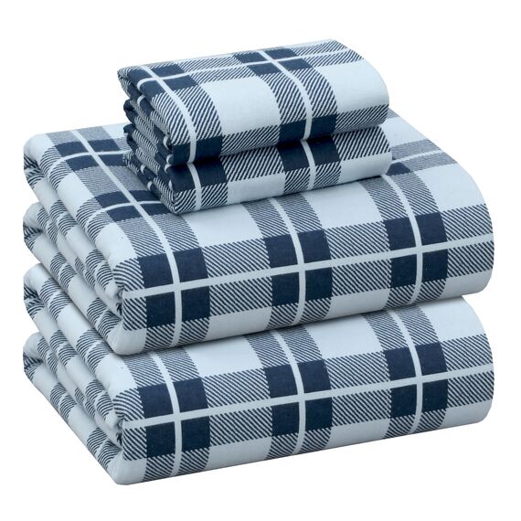 RUVANTI Flanell-Bettwäsche-Set für King-Size-Bett, 100% gebürstete Baumwolle, Tiefe Taschen, 40,6 cm, für alle Jahreszeiten, atmungsaktiv und extra weich, warm und gemütlich, 4-teilig, Illusion Karo
