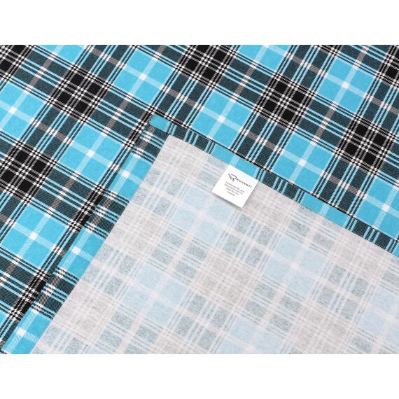 RUVANTI 100 % Baumwolle, 4-teiliges Flanell-Bettlaken für King-Size-Bett, tiefe Tasche, warm, super weich, atmungsaktiv, feuchtigkeitsableitend, Spannbetttuch, 2 Kissenbezüge – blaugrün kariert