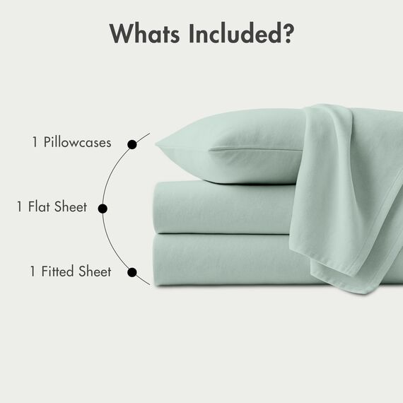 RUVANTI Bettlaken aus 100 % Baumwoll-Flanell für Doppelbett, 3-teilig, warm, weich und atmungsaktiv, tiefe Taschen, doppelt gebürstet, gemütlich, für alle Jahreszeiten, Minzgrün