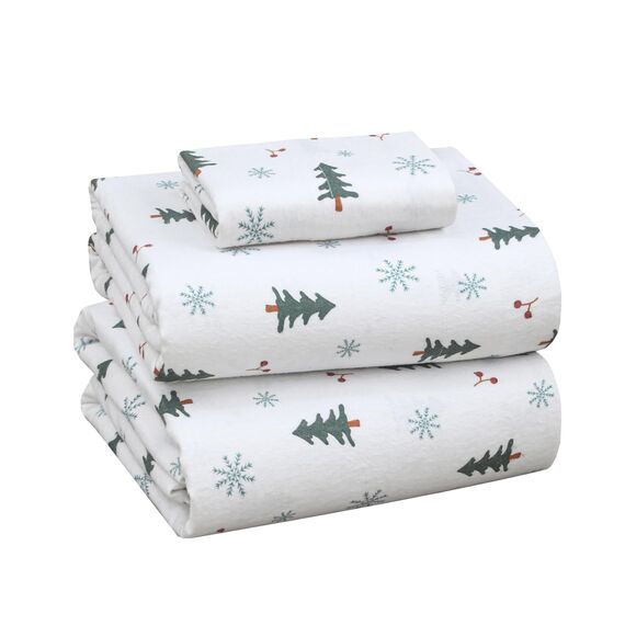 Ruvanti 100 % Baumwolle, 3-teiliges Flanell-Bettwäsche-Set für Doppelbett, tiefe Tasche, warm, super weich, atmungsaktiv, Bettlaken enthalten flaches Spannbetttuch, 1 Kissenbezug – Blumenmuster