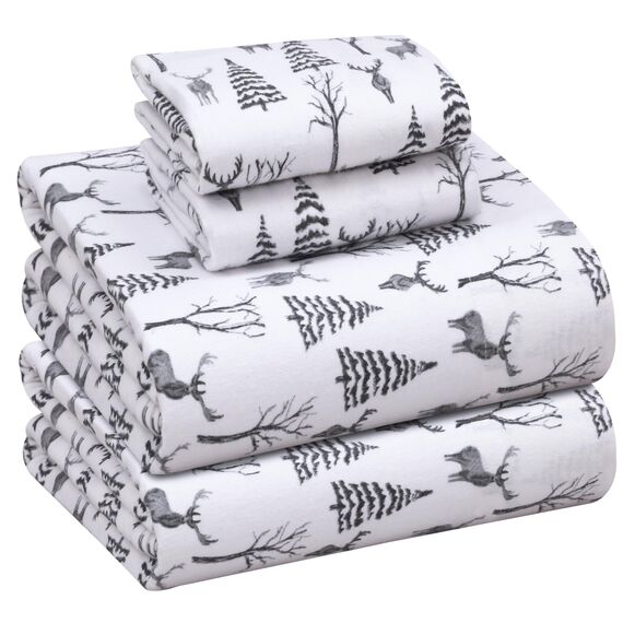RUVANTI Flanell-Bettlaken, California-King-Size-Bett, 100 % gebürstete Baumwolle, tiefe Taschen, 40,6 cm, für alle Jahreszeiten, atmungsaktiv und extra weich, warm und gemütlich, 4-teilig, trockener