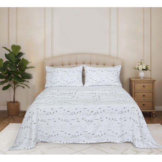 Ruvanti 100 % Baumwolle, 4-teiliges Flanell-Bettlaken, King-Size-Bett, tiefe Tasche, warm, super weich, atmungsaktiv, feuchtigkeitsableitend, Spannbetttuch, 2 Kissenbezüge – Liberty