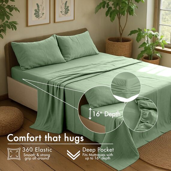 RUVANTI Flanell-Bettlaken-Sets für Doppelbett, XL, 100 % Baumwolle, gebürstetes Flanell, tiefe Taschen, 40,6 cm (passend für bis zu 45,7 cm), alle Jahreszeiten, atmungsaktiv und super weich, warm und