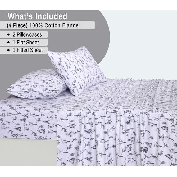 RUVANTI Flanell-Bettlaken, California-King-Size-Bett, 100 % gebürstete Baumwolle, tiefe Taschen, 40,6 cm, für alle Jahreszeiten, atmungsaktiv und extra weich, warm und gemütlich, 4-teilig, trockener
