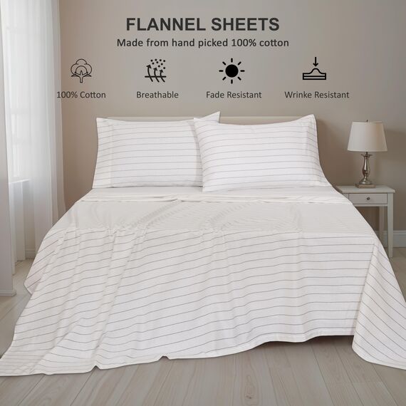 RUVANTI Flanell-Bettlaken, California-King-Size-Bett, 100 % Baumwolle, gebürstet, Kalifornien, Kingsize-Bett, tiefe Taschen, 40,6 cm, für alle Jahreszeiten, atmungsaktiv und extra weich, warm und