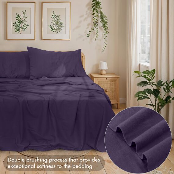 RUVANTI Flanell-Bettlaken-Sets für Doppelbett, XL, 100 % gebürstete Baumwolle, tiefe Taschen, 40,6 cm (passend für bis zu 45,7 cm), alle Jahreszeiten, atmungsaktiv und super weich, warm und gemütlich,