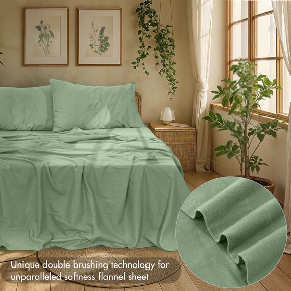 RUVANTI Flanell-Bettlaken-Sets für Doppelbett, XL, 100 % Baumwolle, gebürstetes Flanell, tiefe Taschen, 40,6 cm (passend für bis zu 45,7 cm), alle Jahreszeiten, atmungsaktiv und super weich, warm und