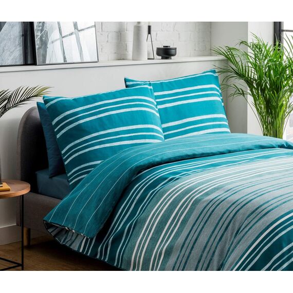 Sleepdown Bettbezug, wendbar, 200 x 200 cm + 2 Kissenbezüge 80 x 80 cm, Polycotton, Blaugrün 5056242763673