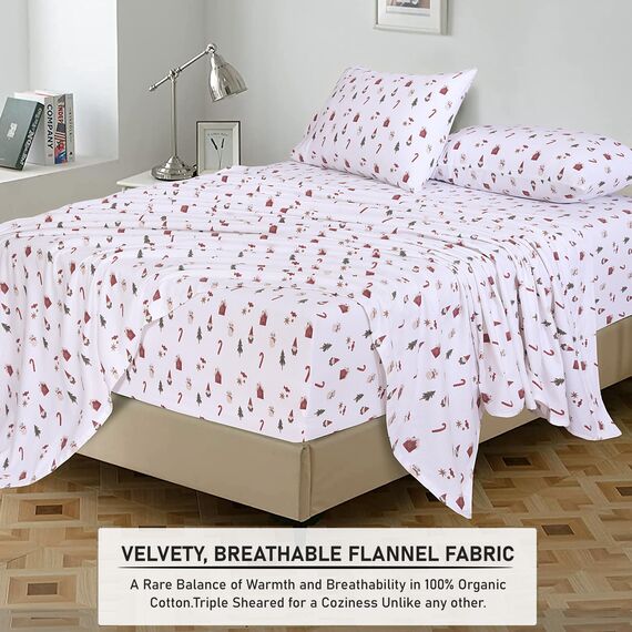 RUVANTI Flanell-Bettlaken-Sets für Doppelbetten – 100 % Baumwolle, gebürstetes Flanell-Bettwäsche-Set – tiefe Taschen 40,6 cm (passend für bis zu 45,7 cm) – alle Jahreszeiten atmungsaktiv und super