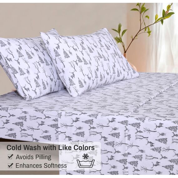 RUVANTI Flanell-Bettlaken, California-King-Size-Bett, 100 % gebürstete Baumwolle, tiefe Taschen, 40,6 cm, für alle Jahreszeiten, atmungsaktiv und extra weich, warm und gemütlich, 4-teilig, trockener