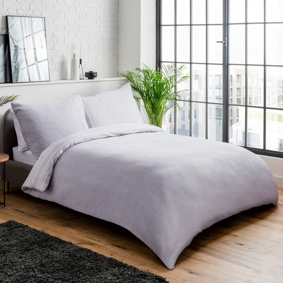 Sleepdown Wende-Bettwäsche-Set, strukturiert, gestreift, Schwarz/Grau, pflegeleicht, weich, kuschelig, 200 cm x 200 cm + 2 Kissenbezüge 80 cm x 80 cm, Polycotton, Schwarz/Grau