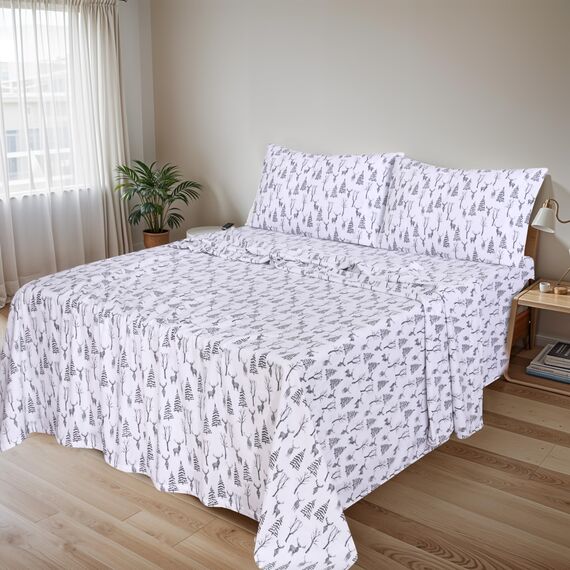 RUVANTI Flanell-Bettlaken, California-King-Size-Bett, 100 % gebürstete Baumwolle, tiefe Taschen, 40,6 cm, für alle Jahreszeiten, atmungsaktiv und extra weich, warm und gemütlich, 4-teilig, trockener
