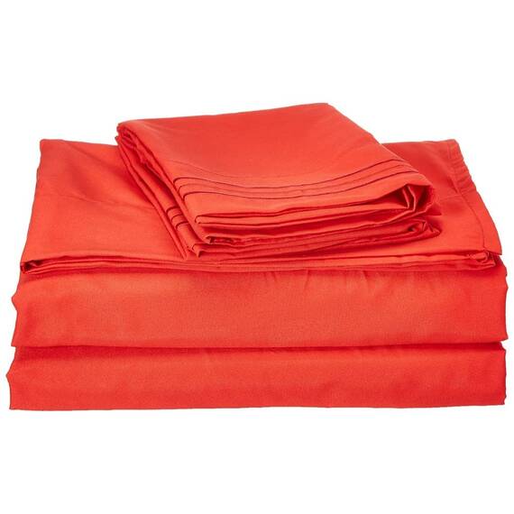 Elegant Comfort ® Fadenzahl 1500, knitterfrei, ägyptische Qualität, ultraweich, luxuriös, 4-teiliges Bettlaken-Set, Tiefe Taschen bis zu 40,6 cm, viele Größen und Farben, California King, Rot
