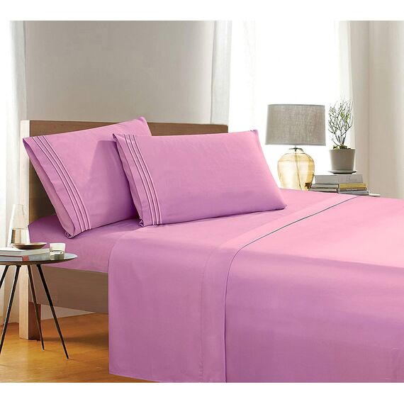 Elegant Comfort ® Fadenzahl 1500, knitterfrei, ägyptische Qualität, ultraweich, luxuriös, 4-teiliges Bettlaken-Set, Tiefe Taschen bis zu 40,6 cm, viele Größen und Farben, California King, Hellrosa