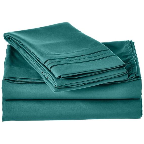 Elegant Comfort 4-teiliges Bettwäsche-Set, Fadenzahl 1500, knitterfrei, ägyptische Qualität, ultraweich, luxuriös, Tiefe Taschen bis 40,6 cm, viele Größen und Farben, California King, Türkis