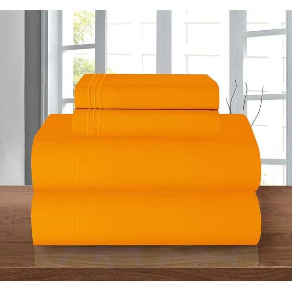 Elegant Comfort Bettwäsche-Set, luxuriös, weich, Fadenzahl 1500, ägyptische Qualität, Knitter- und lichtbeständig, 3 Stück Modern Full Elite Orange