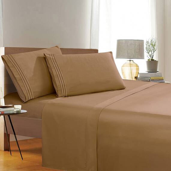 Elegant Comfort 4-teiliges Bettwäsche-Set, Fadenzahl 1500, Knitter- und lichtbeständig, ägyptische Qualität, ultraweich, luxuriöses Set, bestehend aus Bettlaken, Spannbetttuch und 2 Kissenbezügen,