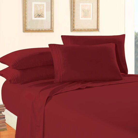 Elegant Comfort Bettwäsche-Set, luxuriös, weich, Fadenzahl 1500, ägyptische Qualität, Knitter- und lichtbeständig, 3 Stück Modern Full burgunderfarben