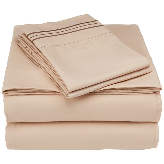 Eleganten Komfort 1500 Fadenzahl knitterfrei Ägyptische Qualität Ultra Weich Luxuriöse 4er Set Bed Sheet, cremefarben, Cali King