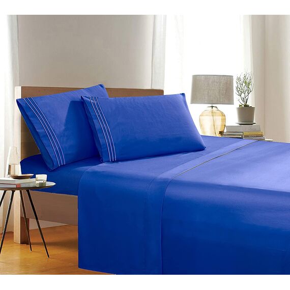 Elegant Comfort ® Fadenzahl 1500, knitterfrei, ägyptische Qualität, ultraweich, luxuriös, 4-teiliges Bettlaken-Set, Tiefe Taschen bis zu 40,6 cm, viele Größen und Farben, California King, Königsblau