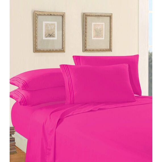 Elegant Comfort Bettwäsche-Set, luxuriös, weich, Fadenzahl 1500, ägyptische Qualität, Knitter- und lichtbeständig, 3 Stück Modern Full hot pink