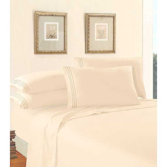 Elegant Comfort Bettwäsche-Set, luxuriös, weich, Fadenzahl 1500, ägyptische Qualität, Knitter- und lichtbeständig, 3 Stück Modern Full cremefarben