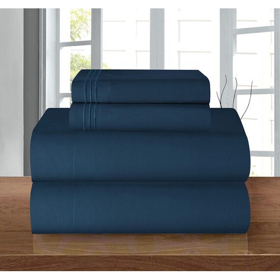 Elegant Comfort Bettwäsche-Set, luxuriös, weich, Fadenzahl 1500, ägyptische Qualität, Knitter- und lichtbeständig, 3 Stück Modern Full Marineblau